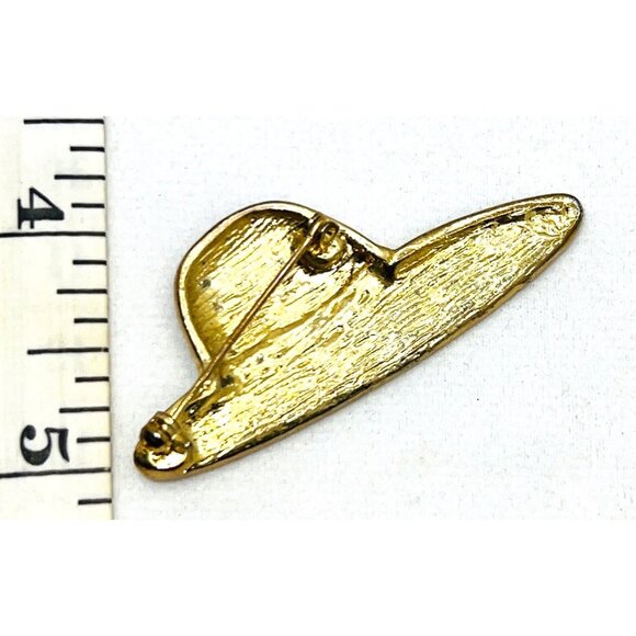 Purple Wide-Brimmed Hat Brooch Pin With Rhinestone Band Gold-Tone Backing Elegan - Picture 3 of 3